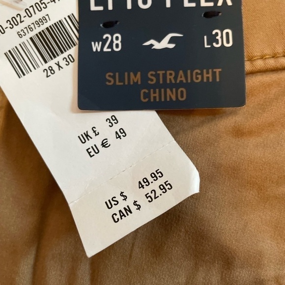 𝅺hollister SLIM STRAIGHT CHINO PANTS dark khaki 28x30 - Picture 11 of 13